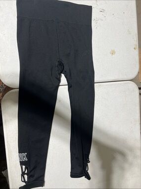 Victoria's Secret PINK Black Lace-Up Ankle Leggings